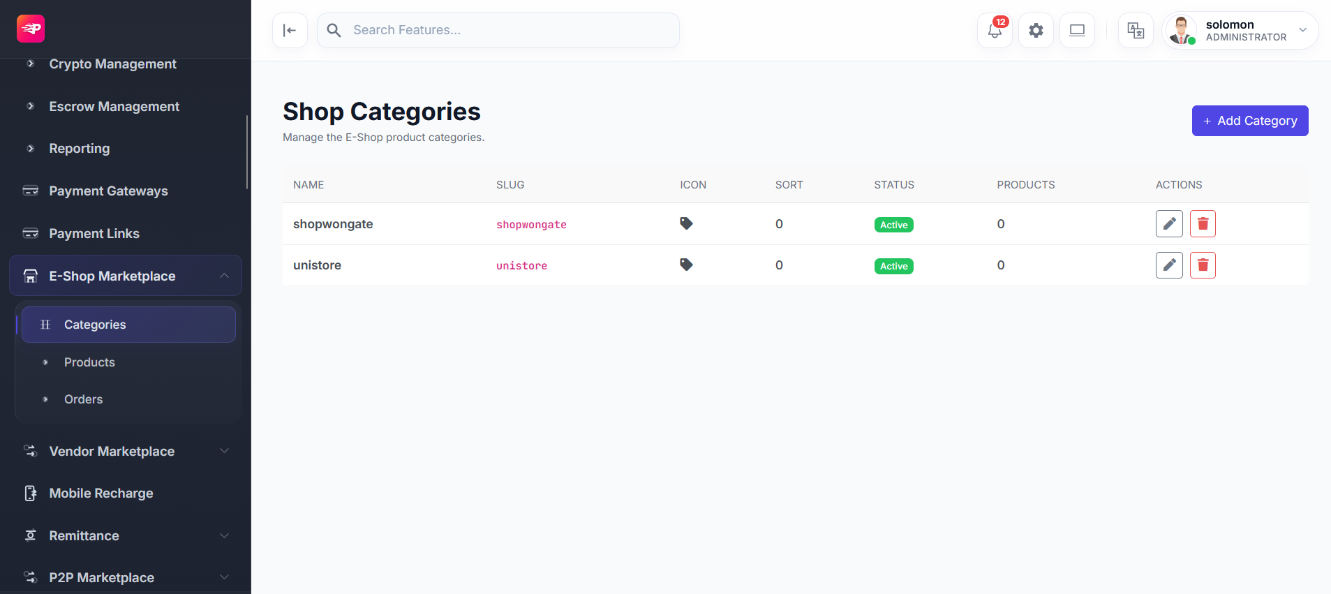 Wongate e-shop marketplace